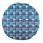 Blue plaid pattern Large 18  Premium Flano Round Cushions