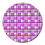 Purple plaid pattern Round Mousepads