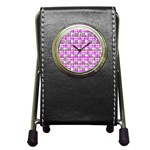 Purple plaid pattern Pen Holder Desk Clocks