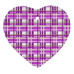 Purple plaid pattern Heart Ornament (2 Sides)