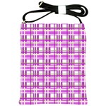 Purple plaid pattern Shoulder Sling Bags