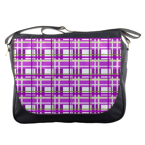Purple plaid pattern Messenger Bags from UrbanLoad.com Front