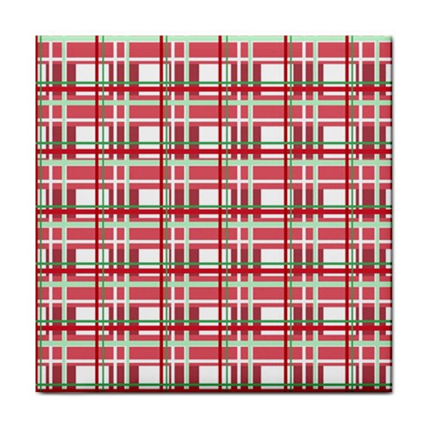 Red plaid pattern Tile Coasters from UrbanLoad.com Front