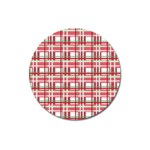 Red plaid pattern Magnet 3  (Round)