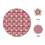 Red plaid pattern Playing Cards (Round) 