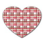 Red plaid pattern Heart Mousepads