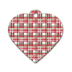 Red plaid pattern Dog Tag Heart (Two Sides) from UrbanLoad.com Back