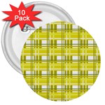 Yellow plaid pattern 3  Buttons (10 pack) 