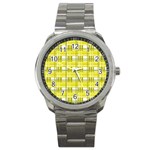 Yellow plaid pattern Sport Metal Watch