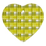 Yellow plaid pattern Heart Ornament (2 Sides)