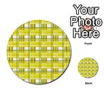 Yellow plaid pattern Multi-purpose Cards (Round) 