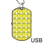 Yellow plaid pattern Dog Tag USB Flash (One Side)