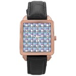 Decorative plaid pattern Rose Gold Leather Watch 