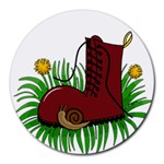 Boot in the grass Round Mousepads