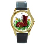 Boot in the grass Round Gold Metal Watch