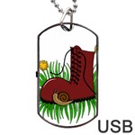 Boot in the grass Dog Tag USB Flash (Two Sides) 