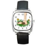 Barefoot in the grass Square Metal Watch