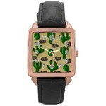 Cactuses Rose Gold Leather Watch 