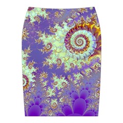 Sea Shell Spiral, Abstract Violet Cyan Stars Midi Wrap Pencil Skirt from UrbanLoad.com Back