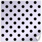 Polka Dots - Black on Pastel Violet Canvas 12  x 12 