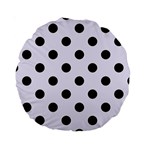 Polka Dots - Black on Pastel Violet Standard 15  Premium Round Cushion