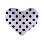 Polka Dots - Black on Pastel Violet Standard 16  Premium Flano Heart Shape Cushion