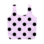 Polka Dots - Black on Pale Thistle Violet Full Print Recycle Bag (M)