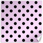 Polka Dots - Black on Pale Thistle Violet Canvas 16  x 16 