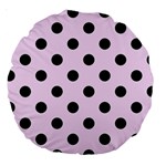 Polka Dots - Black on Pale Thistle Violet Large 18  Premium Round Cushion