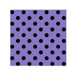 Polka Dots - Black on Ube Violet Small Satin Scarf  (Square)