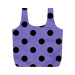 Polka Dots - Black on Ube Violet Full Print Recycle Bag (M)