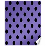 Polka Dots - Black on Ube Violet Canvas 11  x 14 