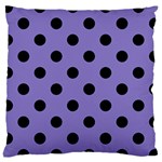 Polka Dots - Black on Ube Violet Large Cushion Case (One Side)