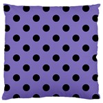 Polka Dots - Black on Ube Violet Large Flano Cushion Case (One Side)
