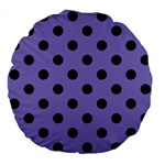 Polka Dots - Black on Ube Violet Large 18  Premium Flano Round Cushion