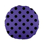 Polka Dots - Black on Ube Violet Standard 15  Premium Round Cushion