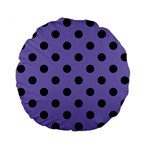 Polka Dots - Black on Ube Violet Standard 15  Premium Flano Round Cushion