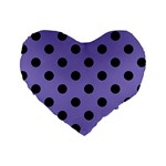Polka Dots - Black on Ube Violet Standard 16  Premium Heart Shape Cushion
