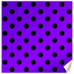 Polka Dots - Black on Violet Canvas 12  x 12 