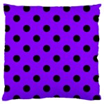 Polka Dots - Black on Violet Large Flano Cushion Case (Two Sides)