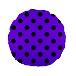 Polka Dots - Black on Violet Standard 15  Premium Round Cushion