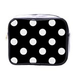 Polka Dots - Pale Gray on Black Mini Toiletries Bag (One Side)