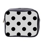 Polka Dots - Black on Light Gray Mini Toiletries Bag (Two Sides)