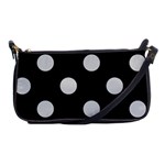 Polka Dots - Light Gray on Black Shoulder Clutch Bag