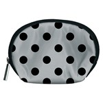 Polka Dots - Black on Silver Gray Accessory Pouch (Medium)