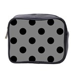 Polka Dots - Black on Gray Mini Toiletries Bag (Two Sides)