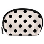 Polka Dots - Black on Seashell Accessory Pouch (Large)