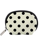 Polka Dots - Black on Beige Accessory Pouch (Small)