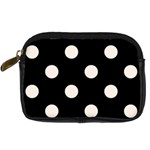 Polka Dots - Linen on Black Digital Camera Leather Case