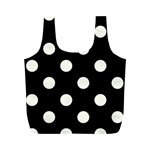 Polka Dots - Ivory on Black Full Print Recycle Bag (M)